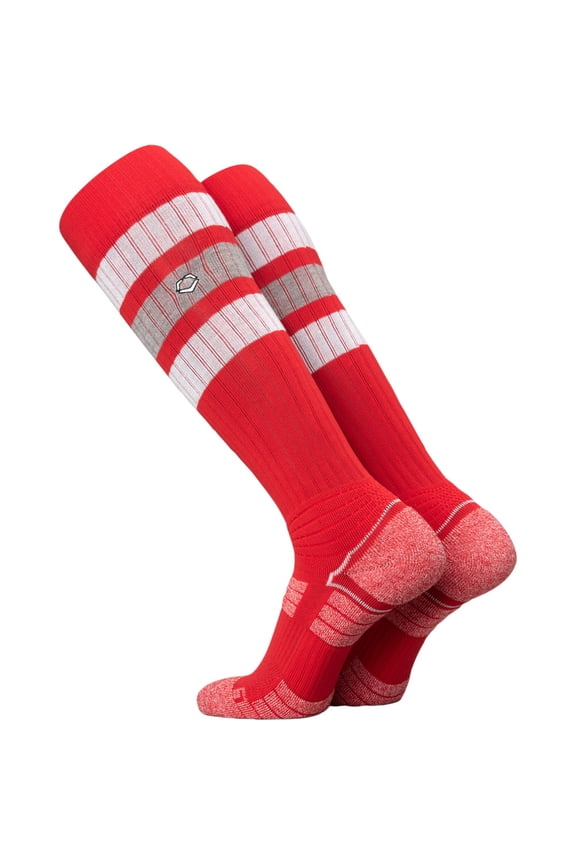 Adult PRO-SRZ Striped Baseball and Softball Game Socks Scarlet