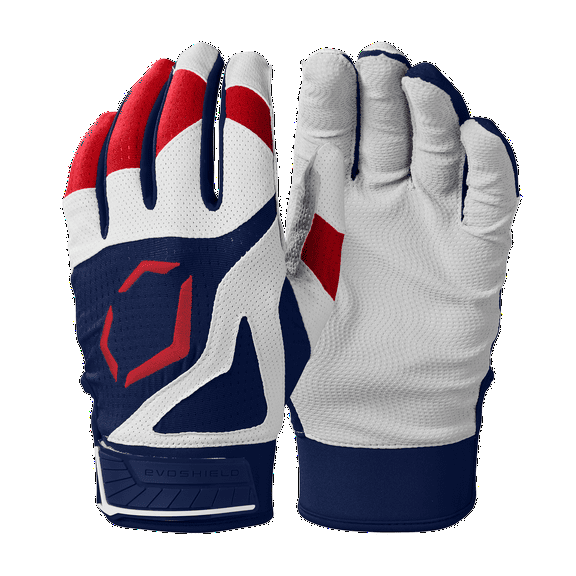 Evoshield SRZ-1 Adult Batting Gloves, Navy/Scarlet - Medium