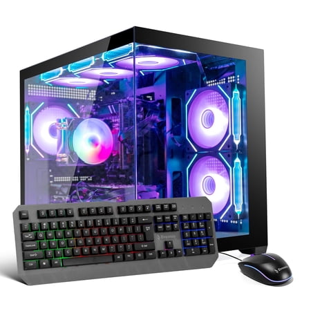 Evounic Gaming PC – Ryzen 7 5800X up to 4.7GHz, RTX 5060, 32GB RAM, 1TB NVMe SSD, WiFi 6 & BT5.4, 9× ARGB Fans, Windows 11 Pro, RGB Keyboard & Mouse, 650W PSU