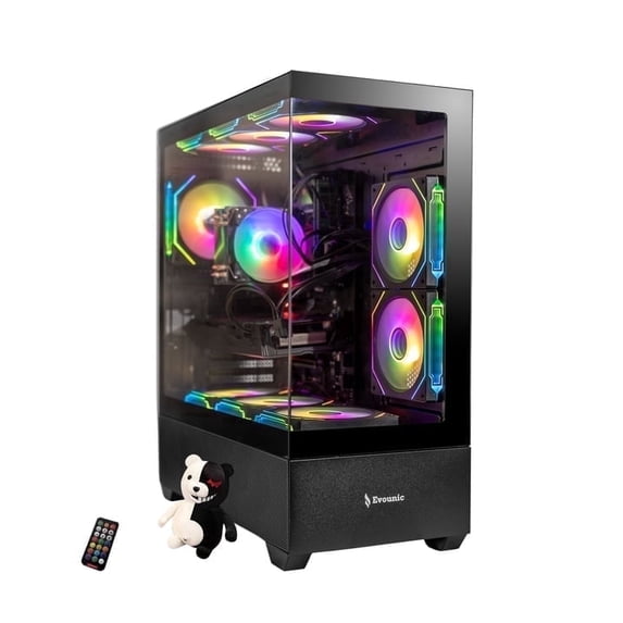 Evounic PowerCore Pro Gaming PC – Ryzen 7 5800X, 32GB, RX5500XT, Win11 Pro, RGB Build, 650W PSU, 9 ARGB Fans, ARGB Keyboard & Mouse,Prebuilt Computer for Gaming Tower