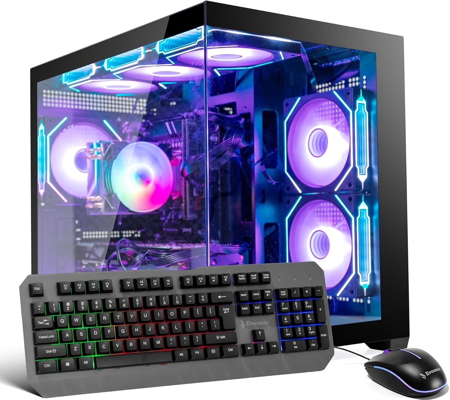 Prebuilt Gaming PC i7-8700 RTX2060, 16GB DDR4 RAM, 400GB NVME SSD+1TB HDD, WiFi 6 & BT5.4, 650W, Win11,7 Argb Fan