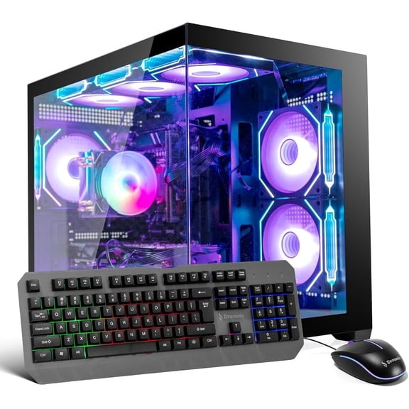 Prebuilt Gaming PC i7-8700 RTX2060, 16GB DDR4 RAM, 400GB NVME SSD+1TB HDD, WiFi 6 & BT5.4, 650W, Win11,7 Argb Fan