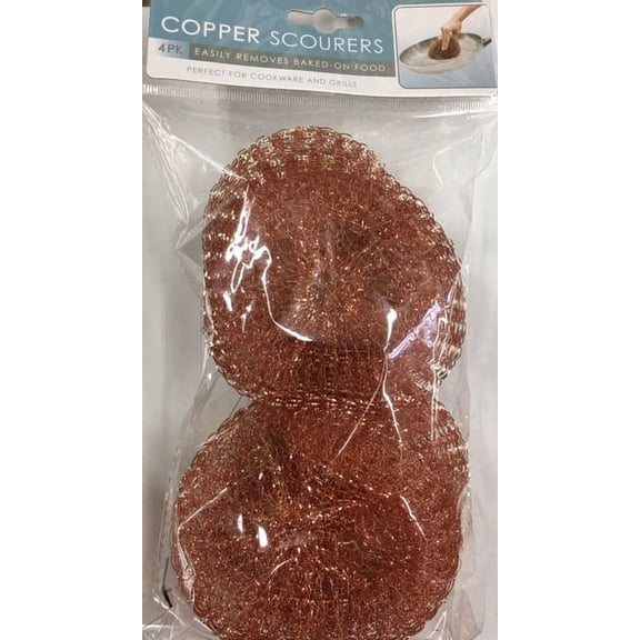 Evri 4-Pack Durable Copper Scourers for Kitchen and Cleaning