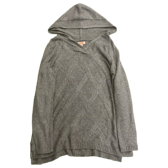 Evri Womens Plus Size Soft Ribbed Gray Hoodie Sweater 1X