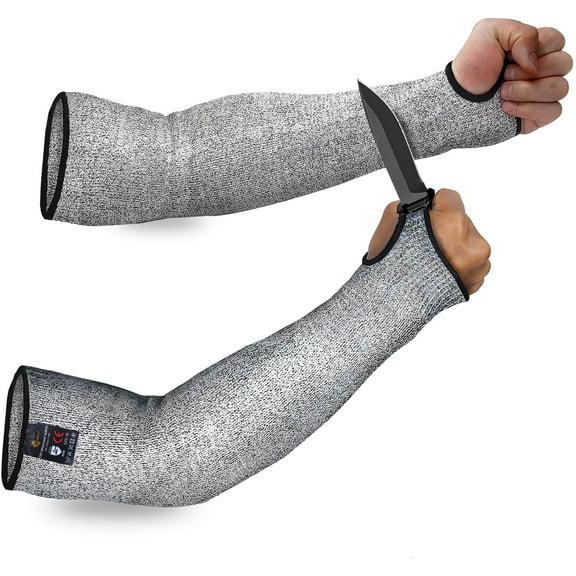 EvridWear 1 Pair Cut Resistant Sleeves for Arm Work Protection (L, With Thumb Hole)