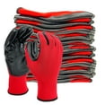 thumbnail image 1 of EvridWear 12 Pairs Lightweight Nitrile Coated Grip Work Gloves for Men Women Warehouse Mechanic, Red, Size 9/L, 1 of 13