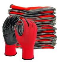 EvridWear 12 Pairs Lightweight Nitrile Coated Grip Work Gloves for Men Women Warehouse Mechanic, Red