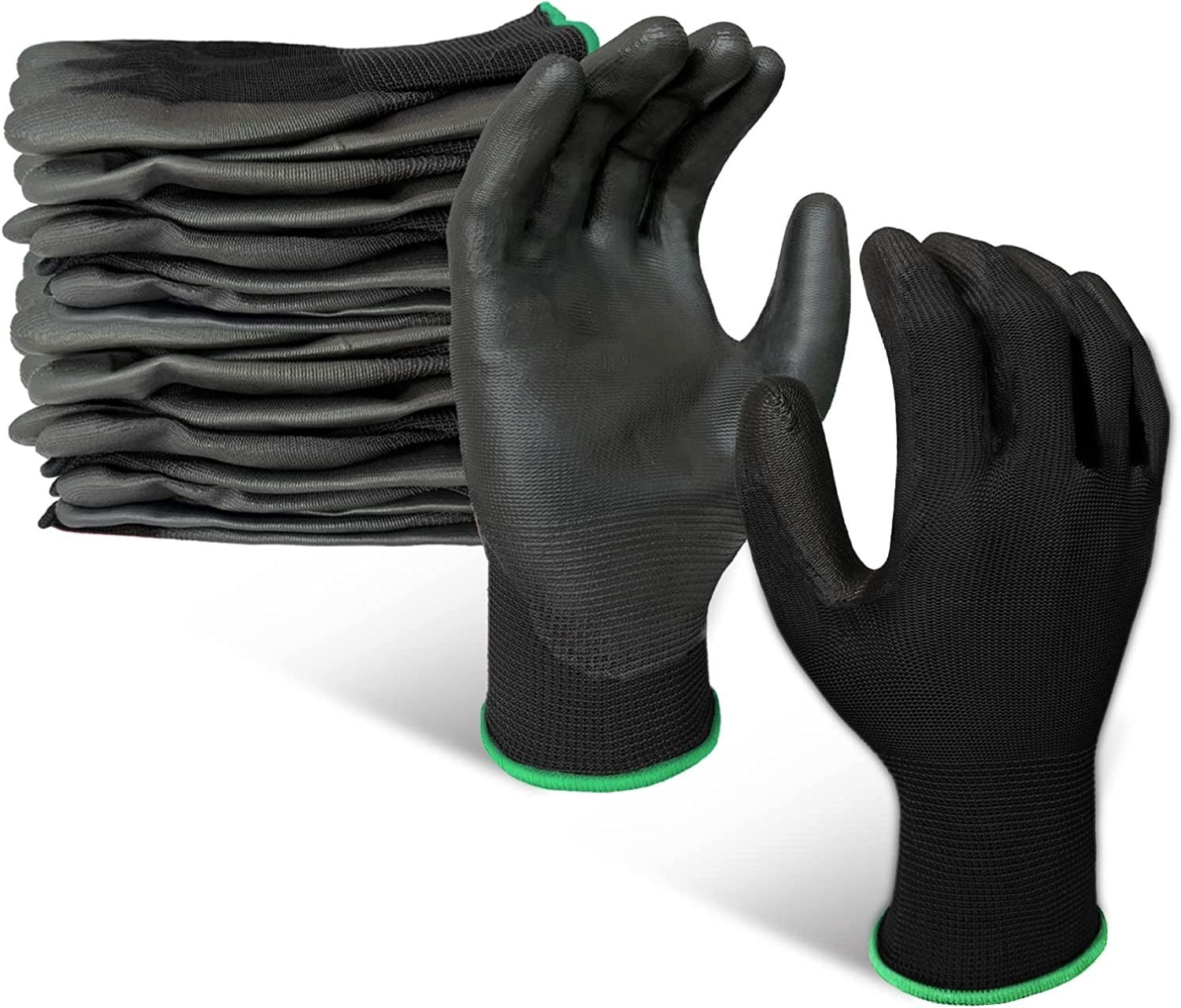 EvridWear 12 Pairs PU Coated Work Gloves Ultra-Thin Anti-Slip 
