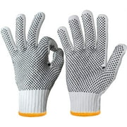 EvridWear 12 Pairs Pack Cotton Polyester String Knit Safety Protection Work Gloves Both Side Dots S