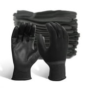EvridWear 12 Pairs Ultralight Polyurethane PU Coated Garden Work Safety Gloves (Black XL)