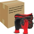 thumbnail image 1 of EvridWear 120 Pairs Red Latex Rubber Coated Safety Work Gloves Men Women Construction Warehouse Gardening (XS), 1 of 6