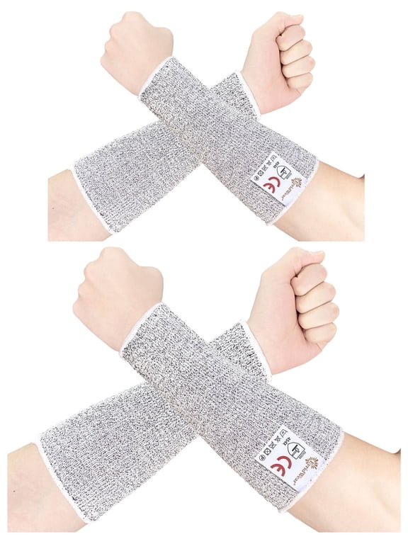 2 Pairs Arm Protection Sleeves, Level 5 Cut Resistant Sleeve Arm Protectors for Thin Skin, Work, Biting (L/XL, No Thumb Hole)