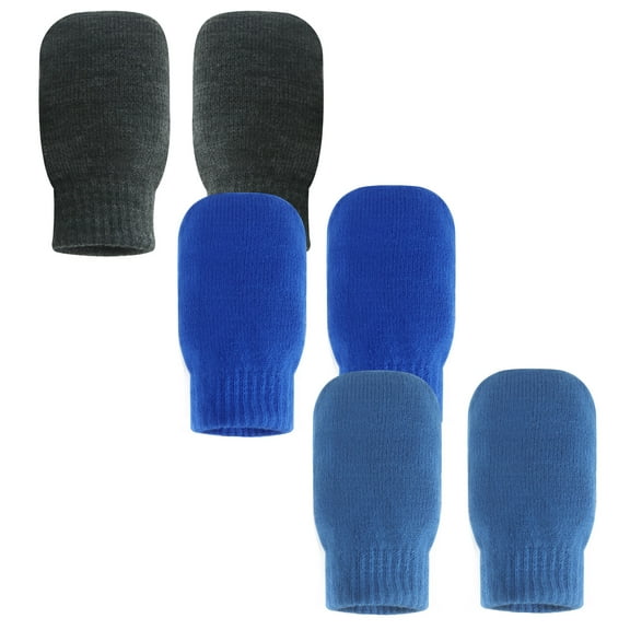 EvridWear 3 Pack Infant Thermal Warm Stretch Knitted Mittens, XXS/0-2Years, Black Blue Navy