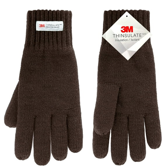 EvridWear 3M Thinsulate Thermal Insulated Lined Gloves, Warm Double Layer Knitted Winter Gloves for Men Women (Brown)