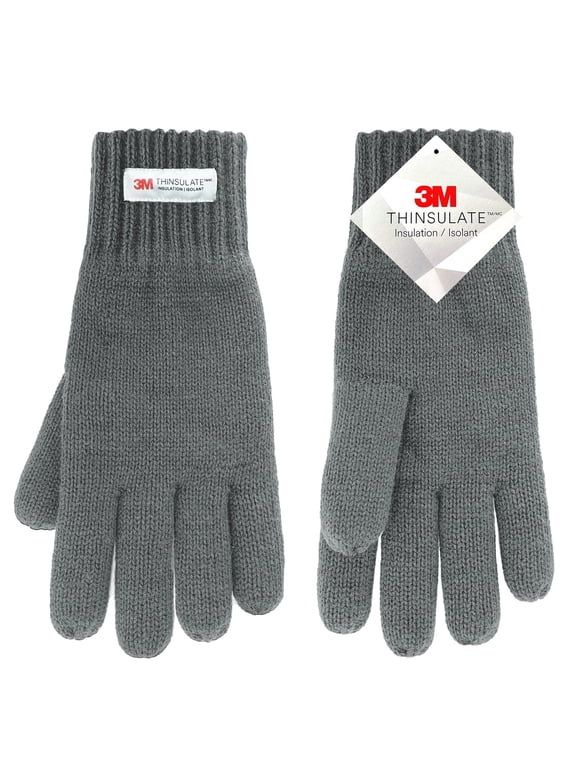 3M Thinsulate Thermal Insulated Lined Gloves, Warm Double Layer Knitted Winter Gloves for Men Women (Gray)