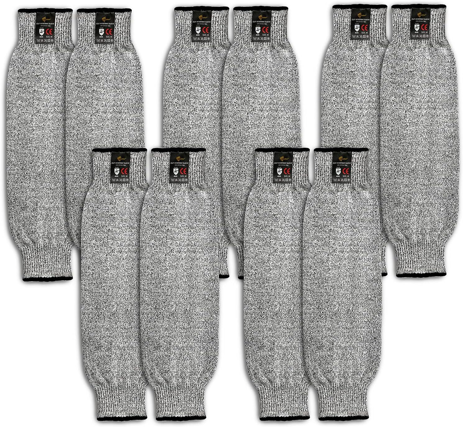EvridWear 5 Pairs Cut Resistant Sleeves for Arm Work Protection (M, No