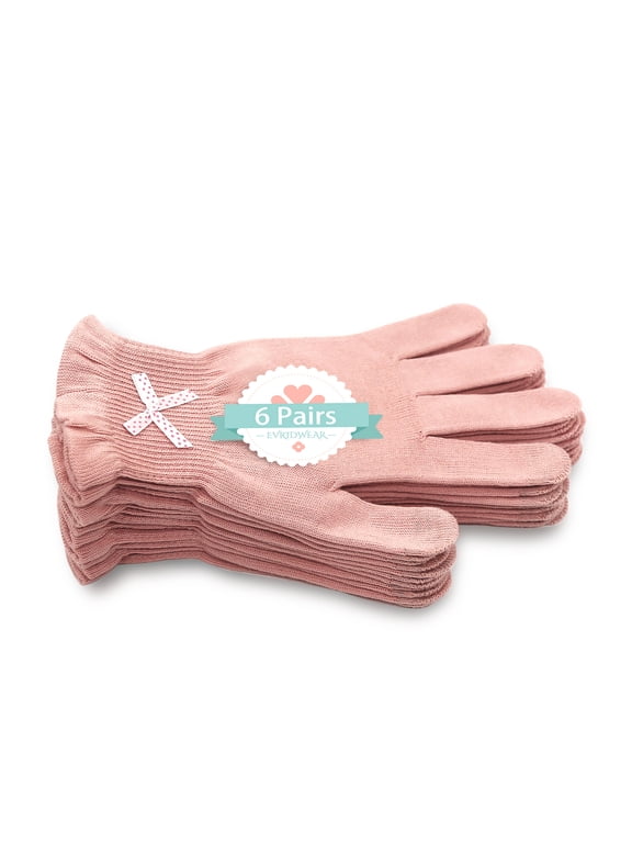 6 Pr/Pack Moisturizing Touchscreen Women Cotton Gloves (s/m, Feather Weight Pink)