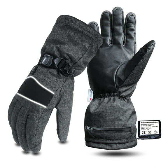 EvridWear 9 Hours Heated 3M thinsulate Thermal Gloves with 2 Rechargeable Battery 3 Temp Levels Waterproof (Sizes XL Grey)