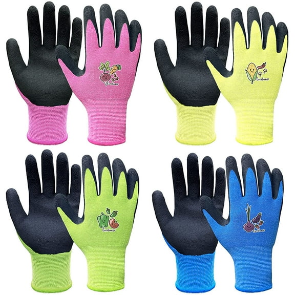 EvridWear Children Kids Gardening Latex Painting Work Gloves, M (7-9yr), Multi-color