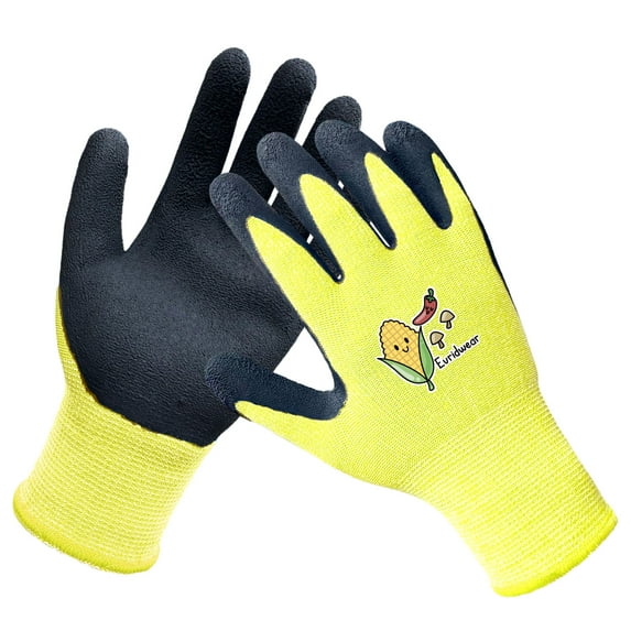 EvridWear Children Kids Gardening Latex Painting Work Gloves, M (7-9yr), Yellow