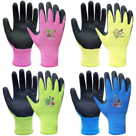 EvridWear Children Kids Gardening Latex Painting Work Gloves, S (5-7yr), Multi-color