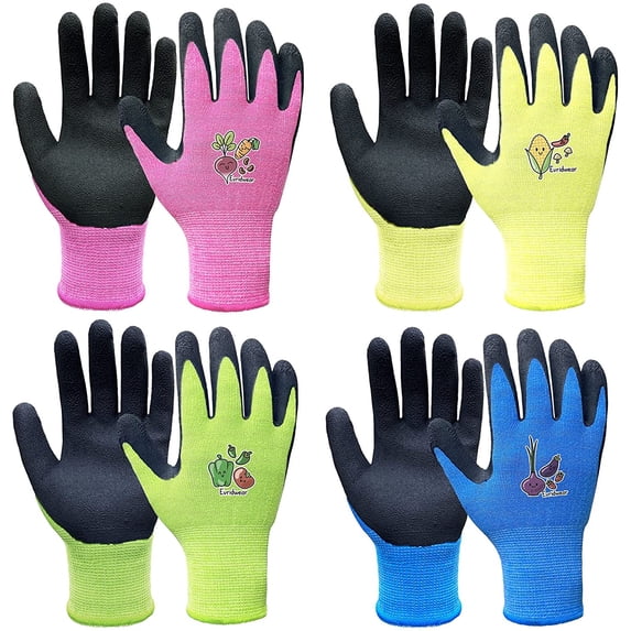 EvridWear Children Kids Gardening Latex Painting Work Gloves, XS (3-5yr), Multi-color