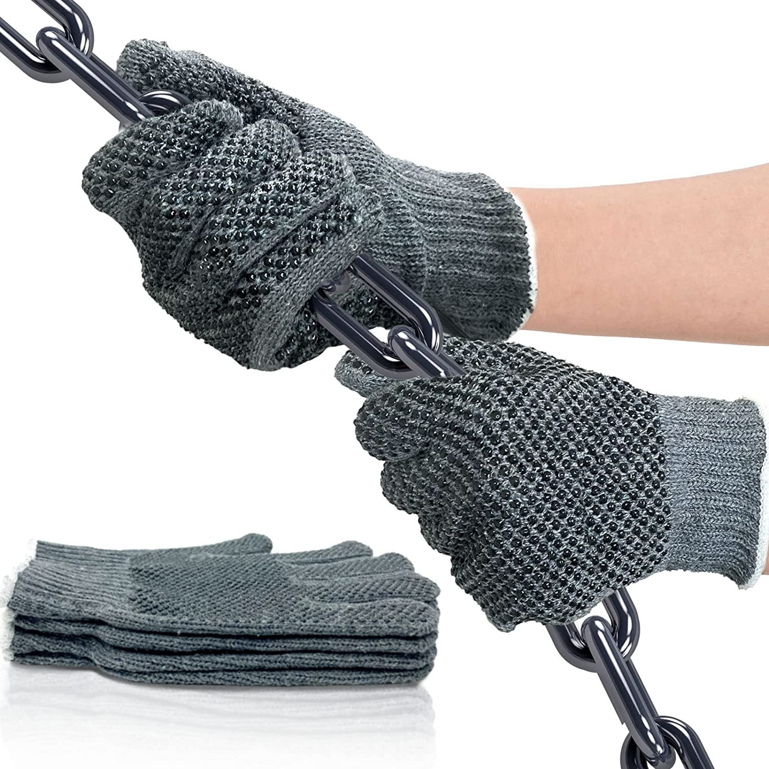 EvridWear Cotton Work Gloves with AntiSlip Grip Dots, String Knitted