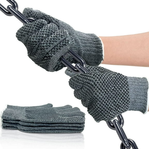 EvridWear Cotton Work Gloves with Anti-Slip Grip Dots, String Knitted Glove for Warehouse Gardening, 2 Pairs