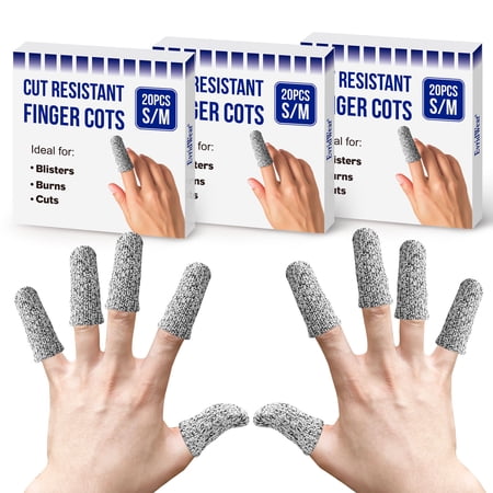 EvridWear Cut Resistant Finger Cots, reusable Toe Thumb Protector (S/M 20 Pcs x 3)