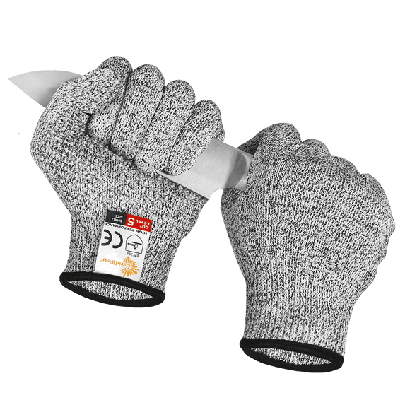 EvridWear Cut Resistant Gloves, Food Grade, Level 5 Protection, HPPE (Medium, Gray), 1 Pair
