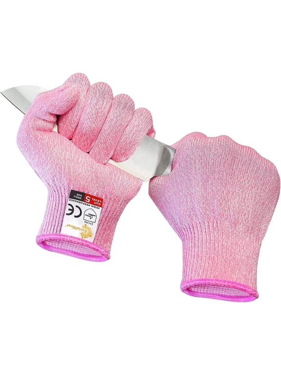 Cut Resistant Gloves, Food Grade, Level 5 Protection, HPPE (Medium, Pink, 1 Pair)