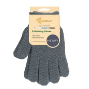 EvridWear Exfoliating Dual Texture Bath Gloves for Shower, Spa, Massage and Body Scrubs, Dead Skin Cell Remover, Gloves with Hanging Loop 1 Pair Gray Heavy Glove