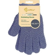 EvridWear Exfoliating Dual Texture Bath Gloves for Shower, Spa, Massage and Body Scrubs, Dead Skin Cell Remover, Gloves with Hanging Loop (1 Pair Heavy)