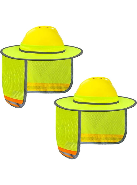EvridWear Hard Hat Sun Shade Full Brim, Hard Hat Accessories with Reflective Stripe High Visibility Neck Protection (2 Pcs)