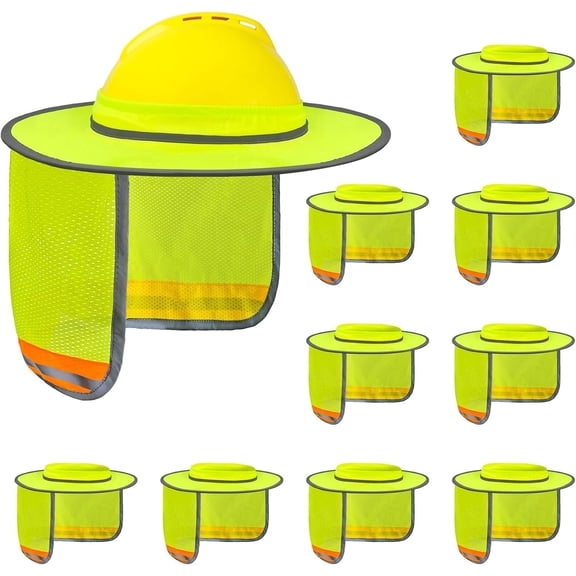 EvridWear Hard Hat Sun Shade Full Brim, High Visibility Neck Protection (10 Pcs)