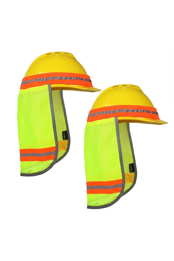 Hard Hat Sun Shade Shield for Construction, Outdoor Activities, UV Protection (2 Pack, Lime)