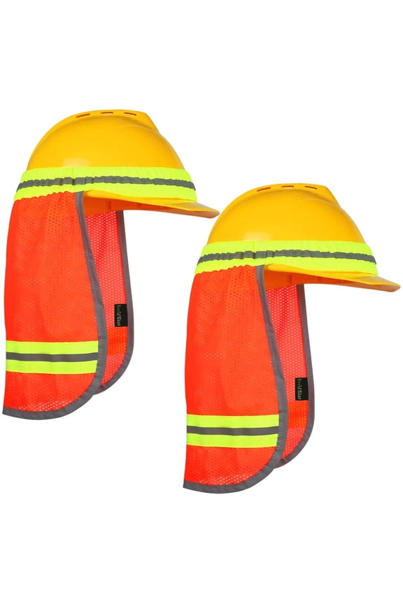 Hard Hat Sun Shade Shield for Construction, Outdoor Activities, UV Protection (2 Pack, Orange)