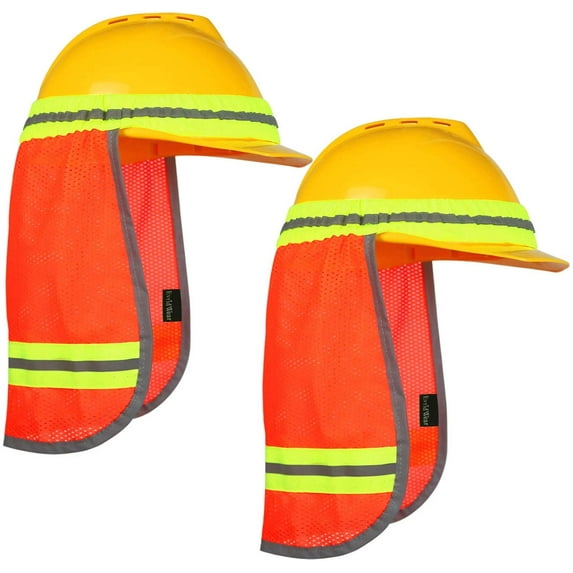 EvridWear Hard Hat Sun Shade Shield for Construction, Outdoor Activities, UV Protection (2 Pack, Orange)