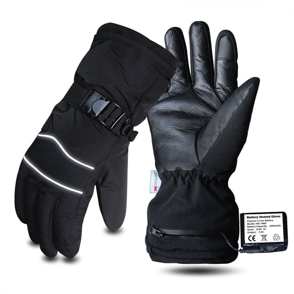 EvridWear Heated 3M thinsulate Thermal Winter Gloves for Women Men with 2 Rechargeable Battery (Sizes 2XL Black)