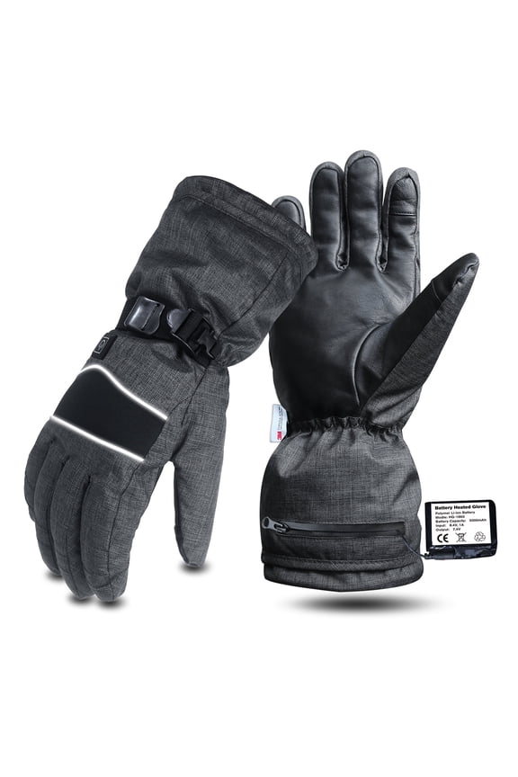 Heated 3M thinsulate Thermal Winter Gloves for Women Men with 2 Rechargeable Battery (Sizes L Grey, 1 Pairs)