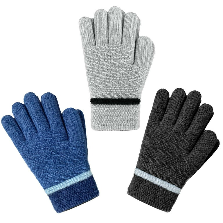 EvridWear Kids Boys Winter Gloves 4-14 Years,3 Pairs Girls Kid