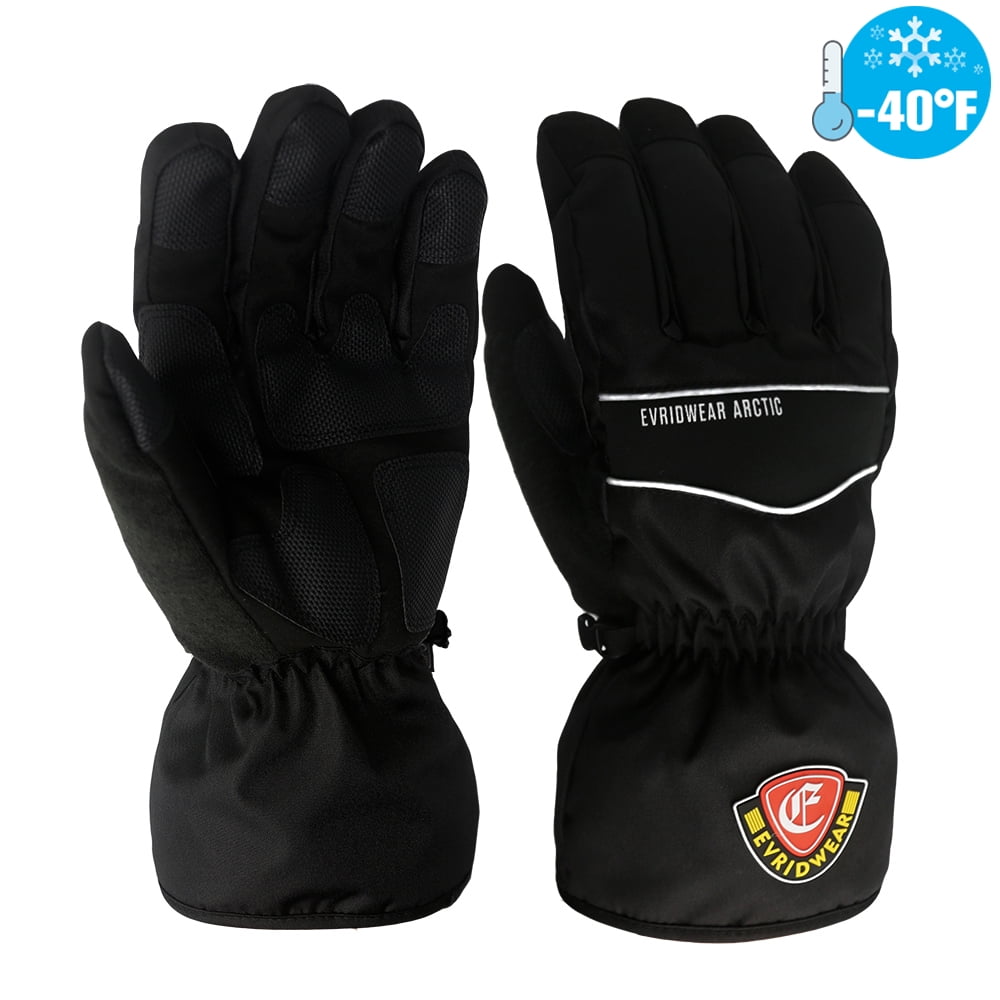 EvridWear Men Women Waterproof Ski Gloves, 3M Thinsulate Snowboard Winter Gloves ( XL, Black)