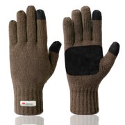 EvridWear Mens Winter Warm Gloves, Knitted Thermal Anti-Slip Adult Touchscreen Glove with 3M Thinsulate Insulated Lining, Brown