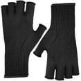 thumbnail image 1 of EvridWear Unisex Men Women Merino Wool String Knit Liner Fingerless Touchscreen Gloves (Black, L/XL), 1 of 8