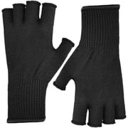 EvridWear Unisex Men Women Merino Wool String Knit Liner Fingerless Touchscreen Gloves Black, L/XL