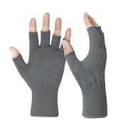 EvridWear Unisex Men Women Merino Wool String Knit Liner Fingerless Touchscreen Gloves Gray, L/XL