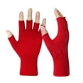 thumbnail image 1 of EvridWear Unisex Men Women Merino Wool String Knit Liner Fingerless Touchscreen Gloves (Red, S/M), 1 of 7