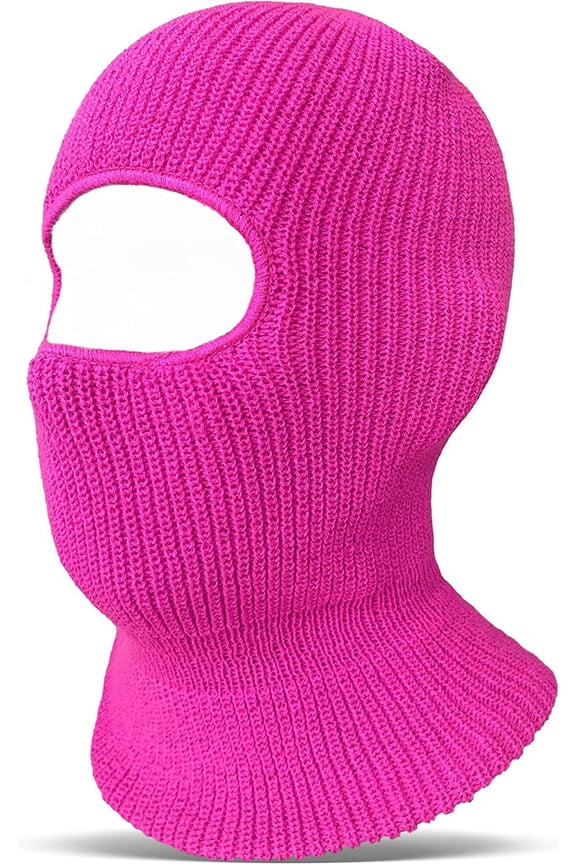 Winter Balaclava Ski Mask Warm Knitted Full Face Cover for Men and Women Outdoor Sports Cycling, Barbecore Pink