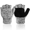 thumbnail image 1 of EvridWear Winter Convertible Fingerless Gloves, Wool Mittens Warm, with Anti-Slip Suede Leather Palm and Thumb, Unisex Style, 1 of 9