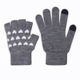 thumbnail image 1 of EvridWear Women Girls 3 in 1 Touchscreen Fall Winter Gloves Set (One Size, Heart, Gray), 1 of 6